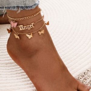 3/$25 Last 1 ❗️Butterfly Angel Pendant Anklet Gold